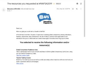 Auto email from NAFSA Microsite